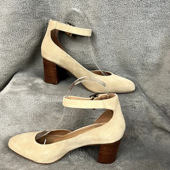 Soludos Gemma Heel Shoes Womens 8 Beige Suede Leather Strappy Anthropologie - Picture 2 of 13